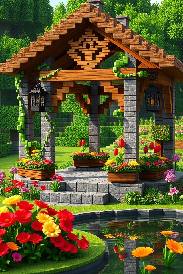 vibrant flower adorned gazebo
