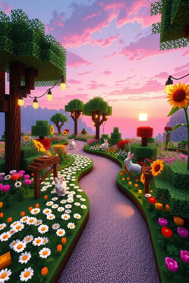 vibrant magical flower garden