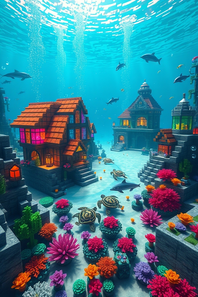vibrant underwater village construction
