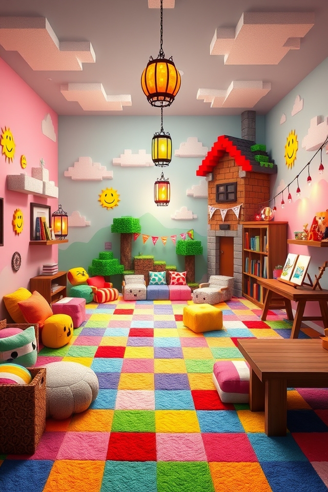 vibrant whimsical playroom design