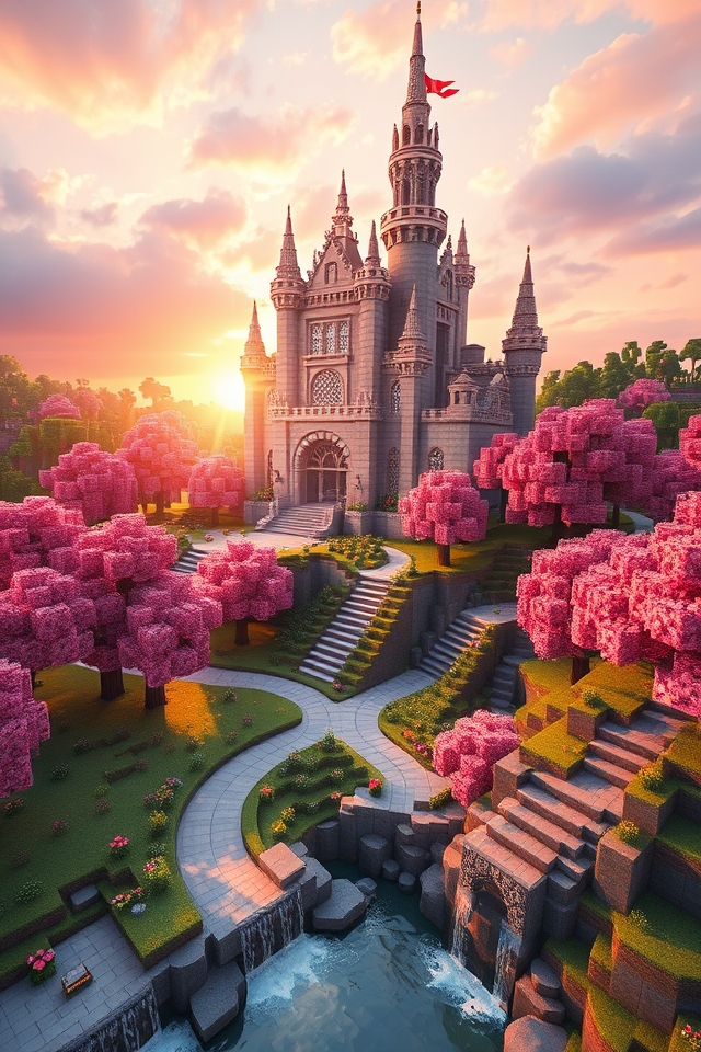 whimsical cherry blossom castle