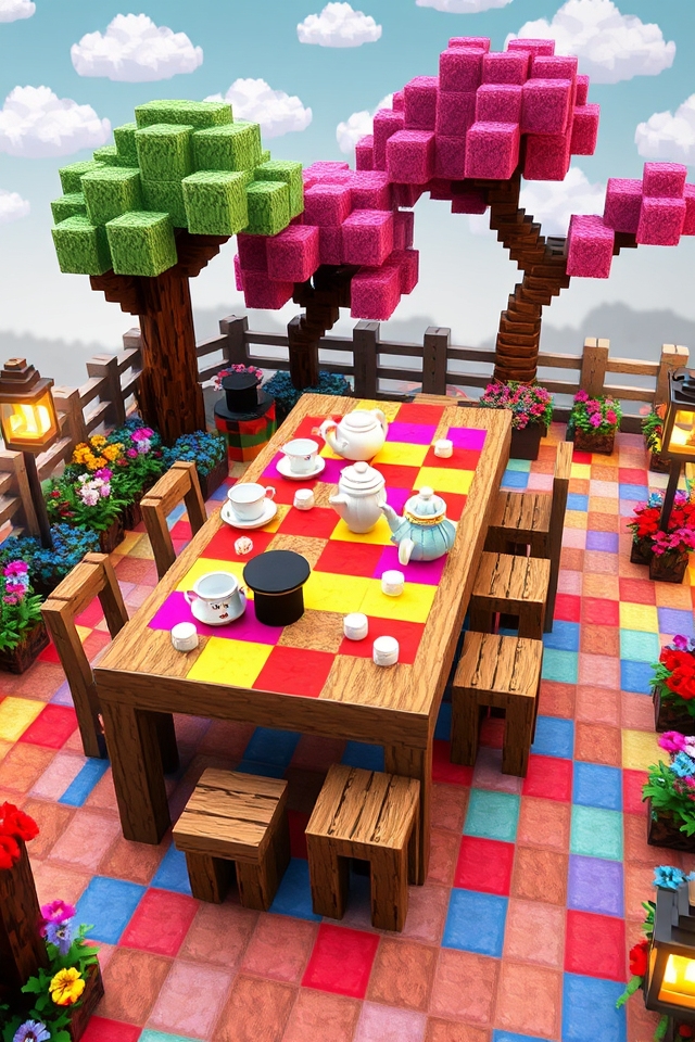 whimsical mismatched tea patio