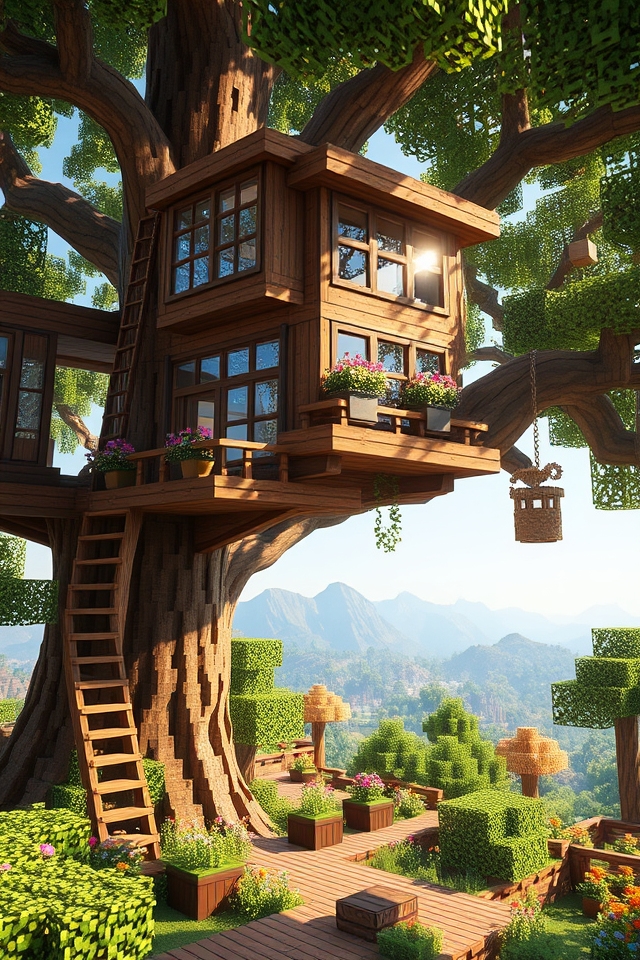 whimsical multi level treehouse design