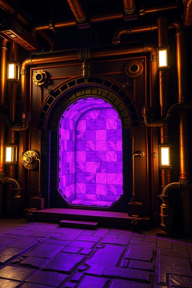 whimsical steampunk industrial portal