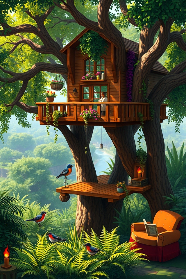 whimsical treehouse cozy retreat