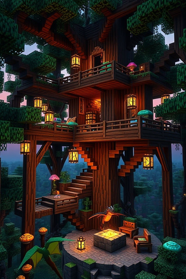 whimsical treehouse dragon retreat
