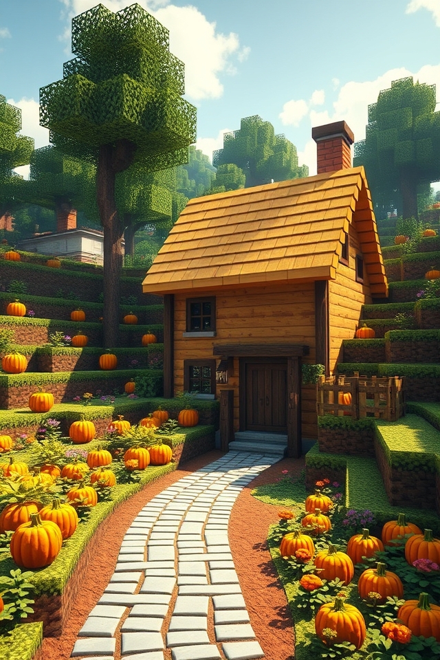 charming cottage in pumpkins