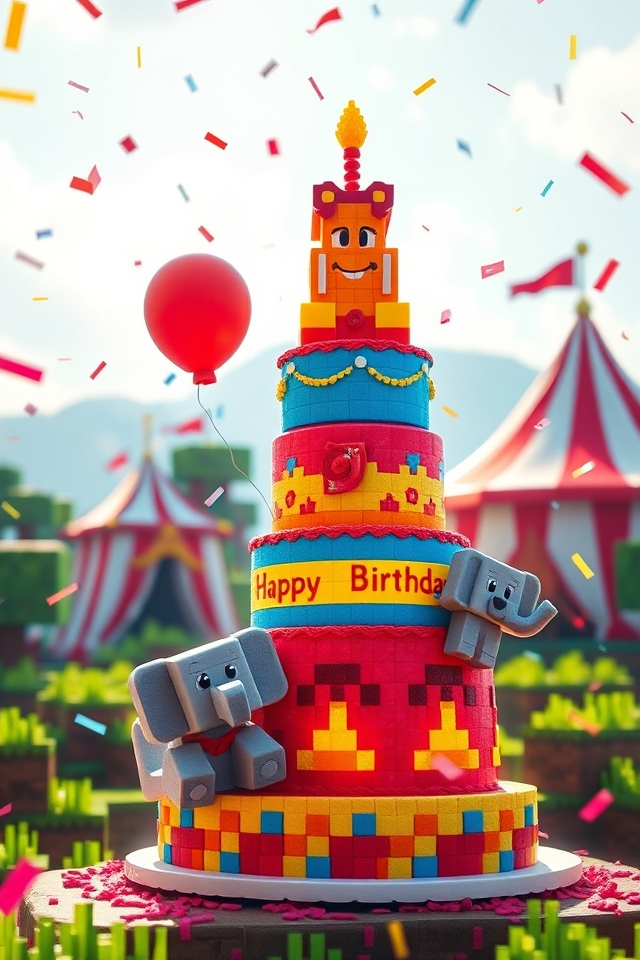 circus themed vibrant birthday cake