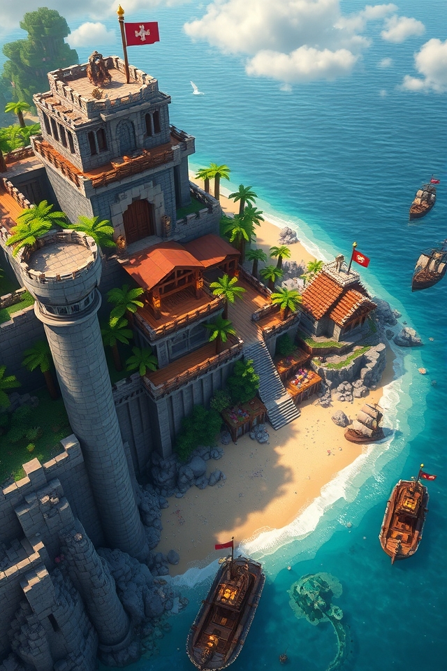coastal fortress with lookout towers