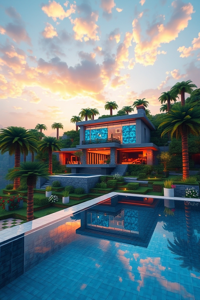 contemporary architectural minecraft villa