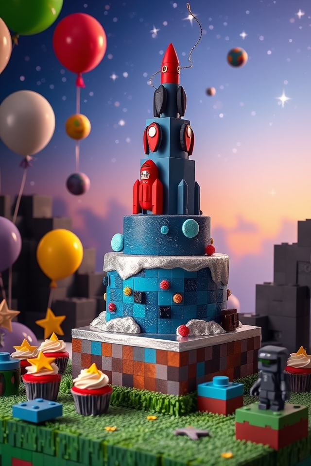 cosmic birthday cake decoration