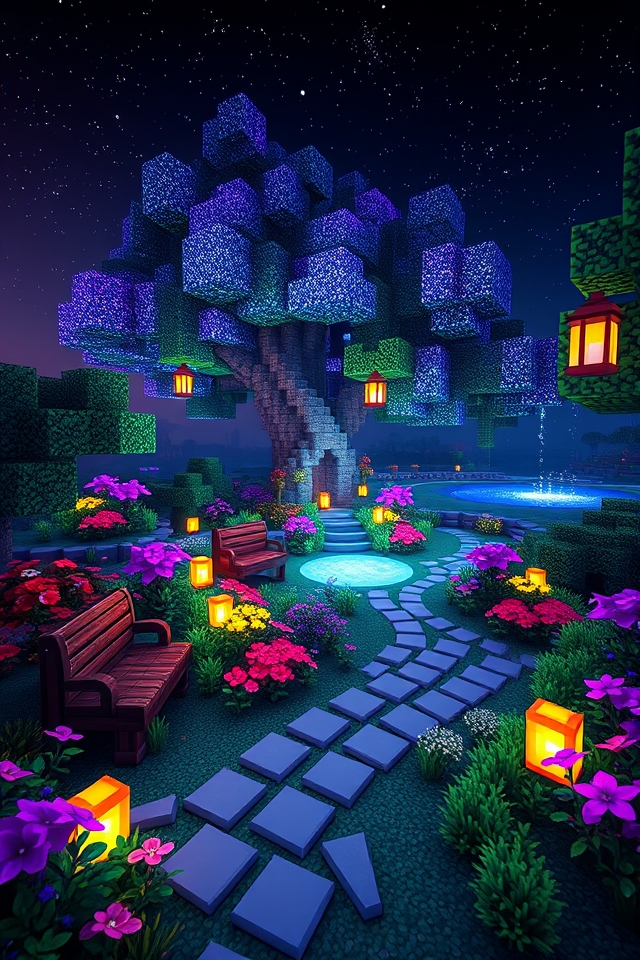 cosmic themed minecraft garden