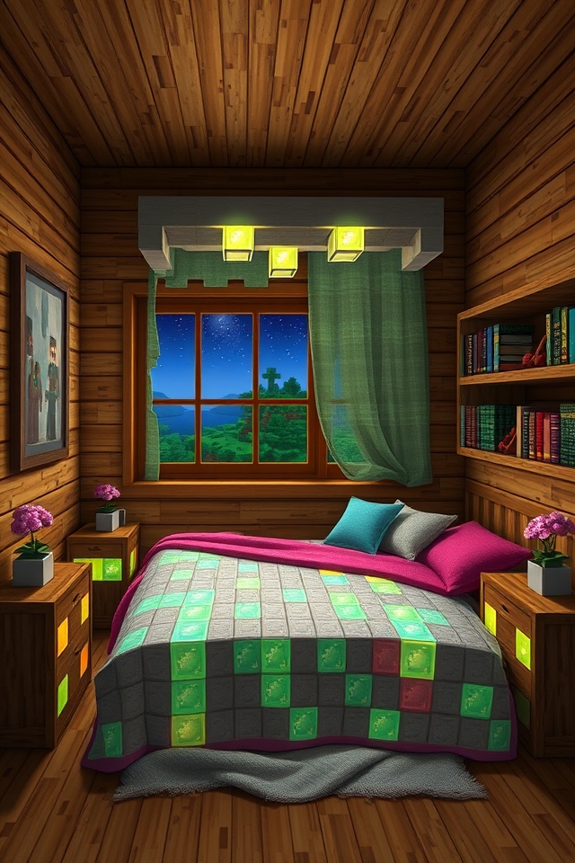 cozy colorful minecraft bedroom