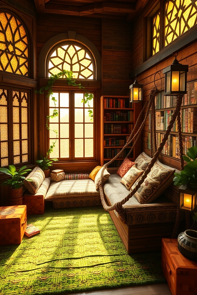 cozy eclectic reading nook