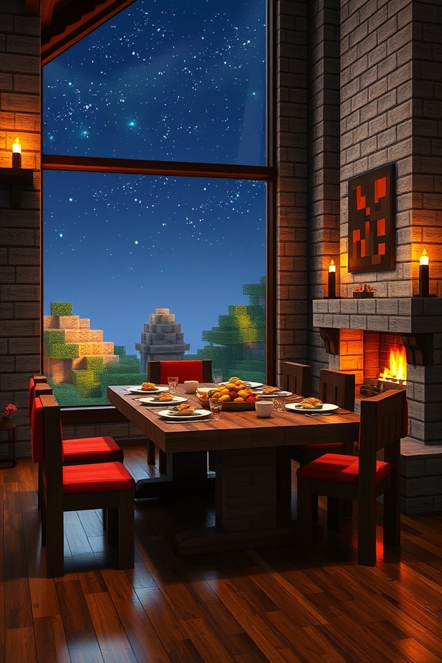 cozy minecraft fireplace setting