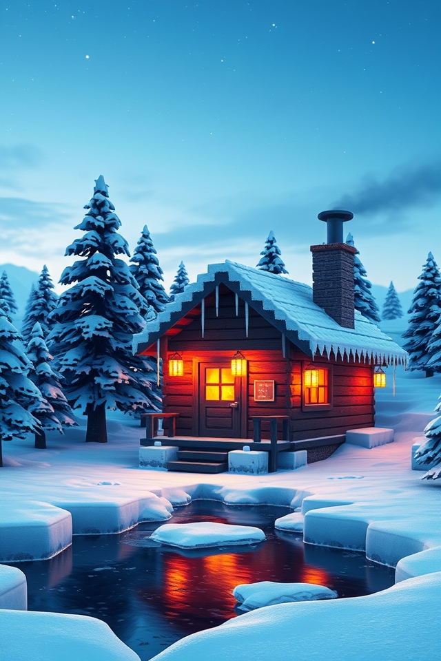cozy retreat in snow