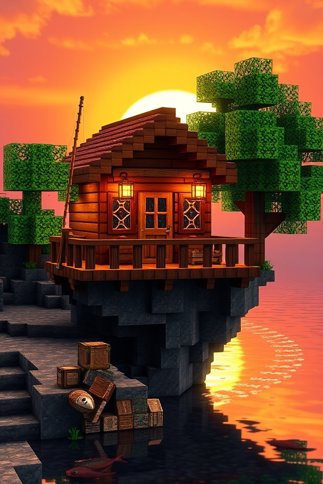 cozy rustic fishing balcony