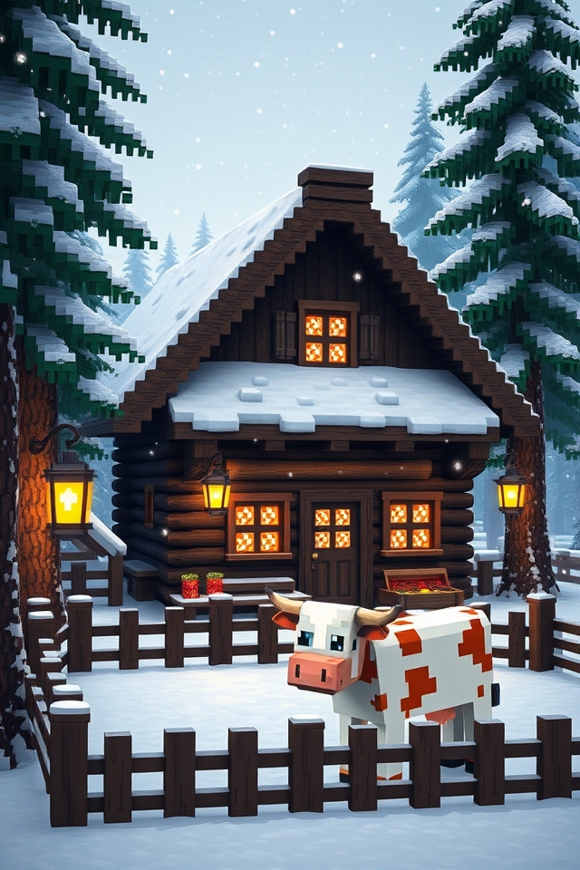 cozy rustic snowy retreat