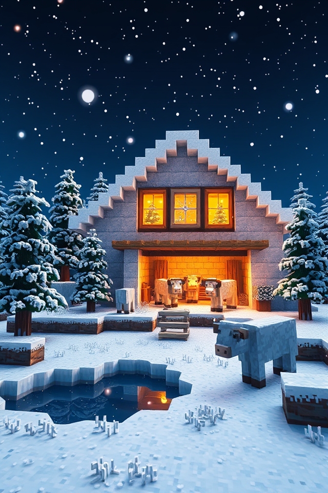 cozy winter cow barn