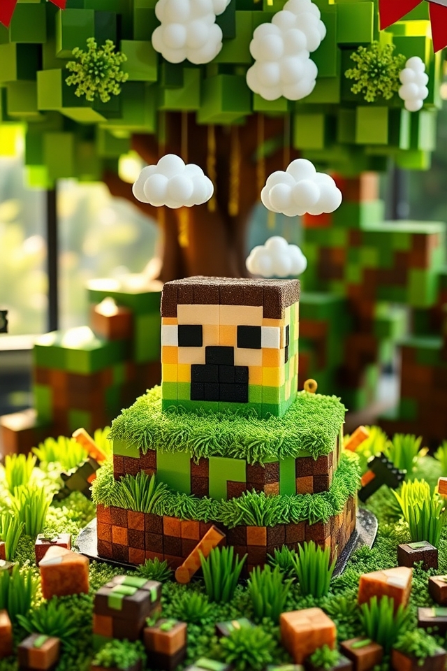 creative minecraft themed dessert