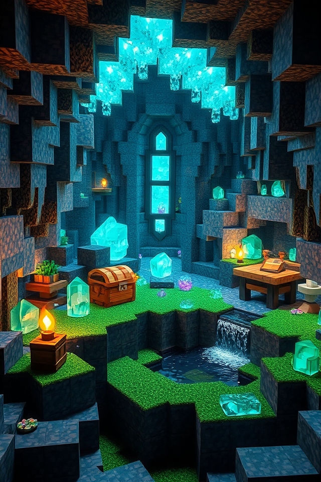 crystal filled underground sanctuary