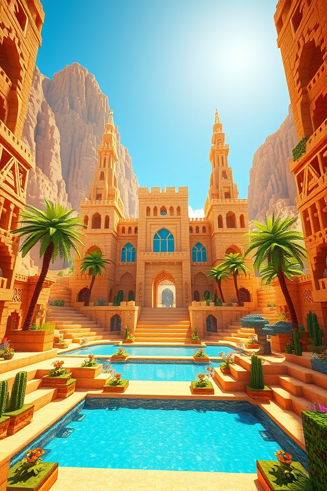 desert castle with palms