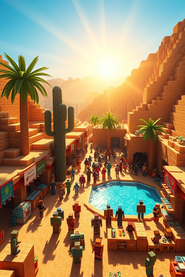 desert marketplace with vendors
