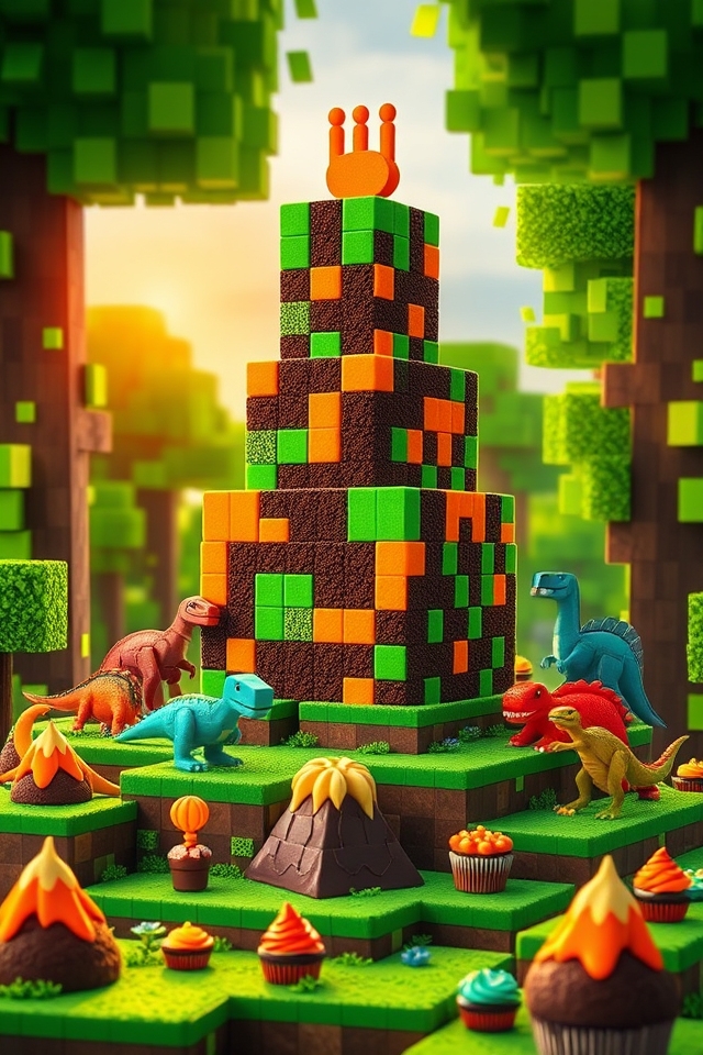 dinosaur themed interactive birthday cake