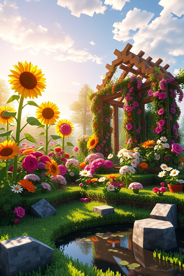 dreamy vibrant flower garden