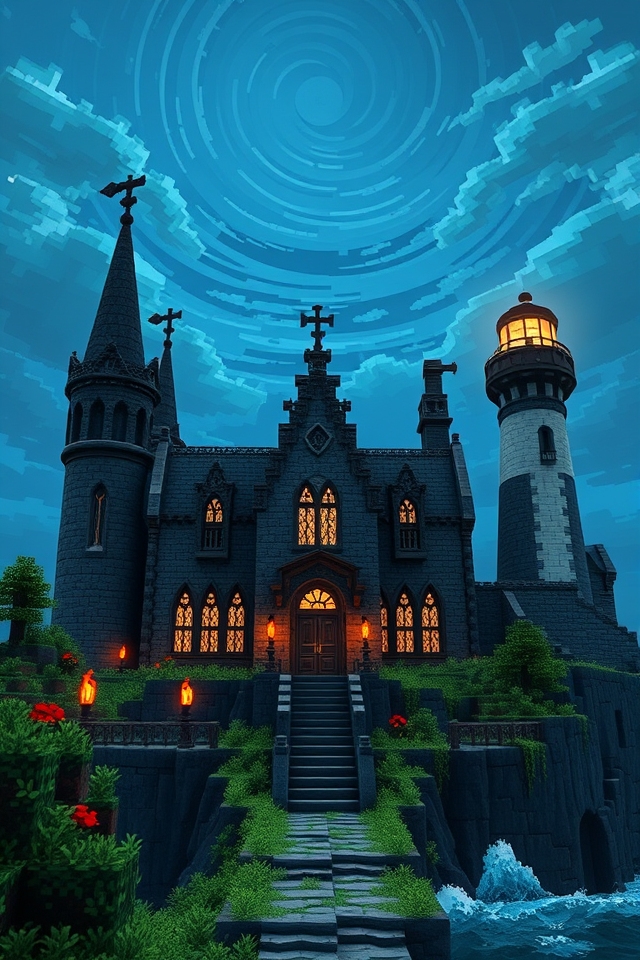 eerie gothic lighthouse build