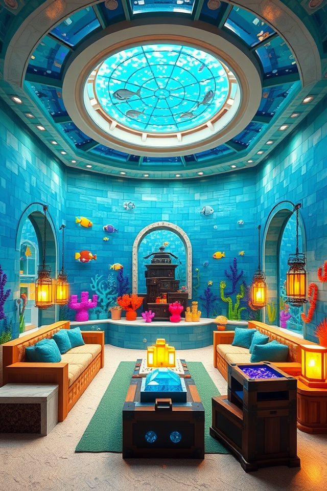 enchanting aquatic themed minecraft room