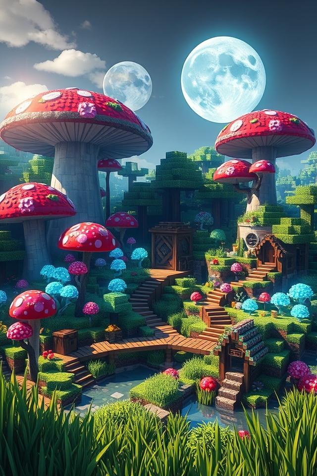 enchanting minecraft mushroom gardens