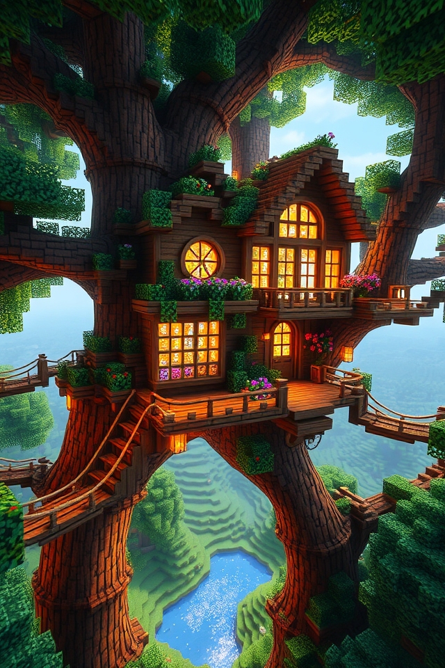 enchanting multi level treehouse design