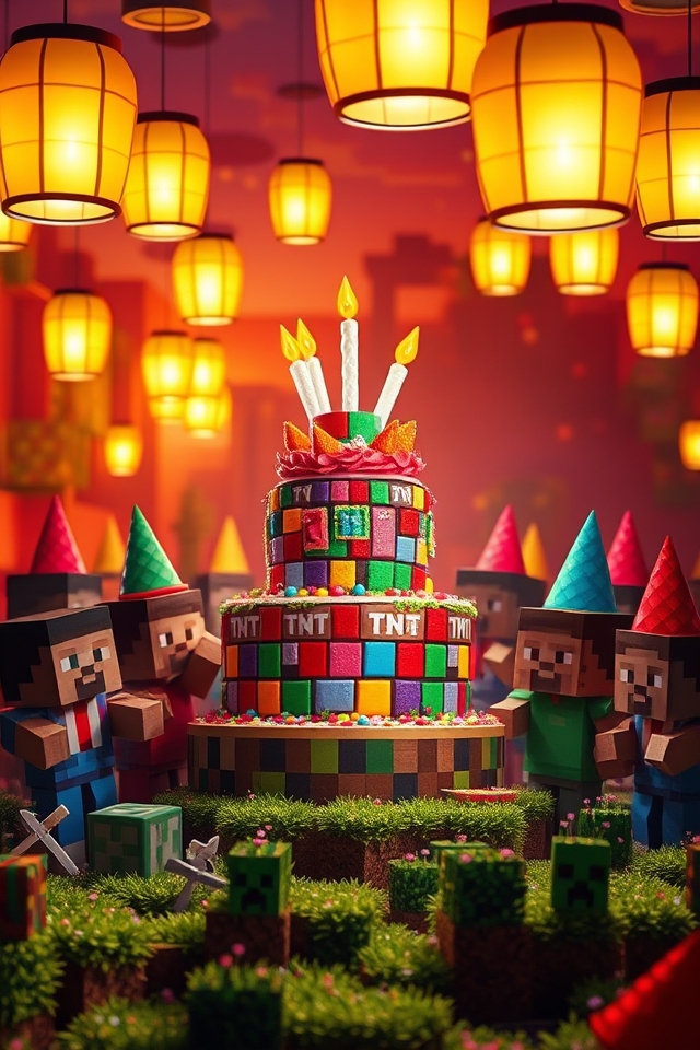 explosive minecraft themed cake surprise