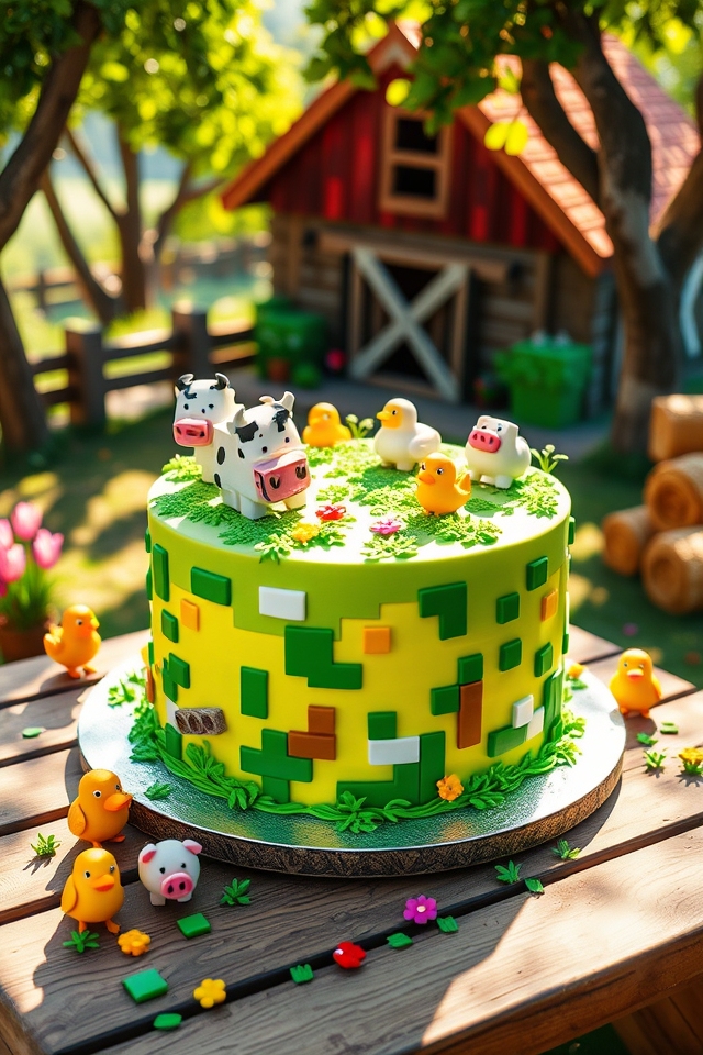 farm themed colorful cake
