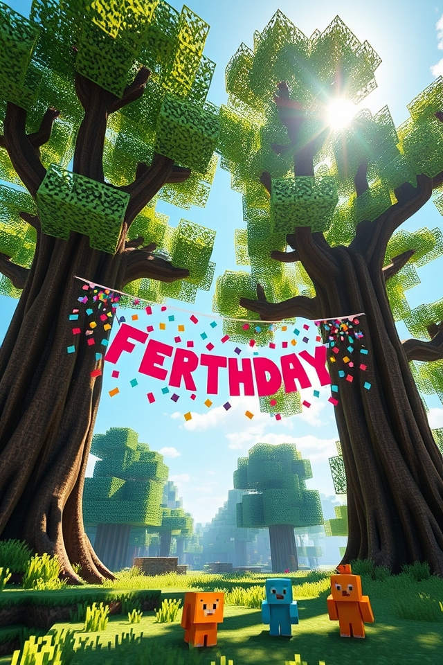 festive minecraft celebration banner