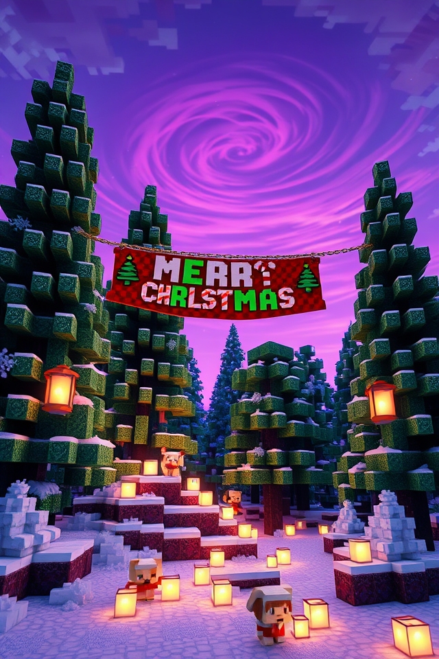 festive minecraft christmas banner
