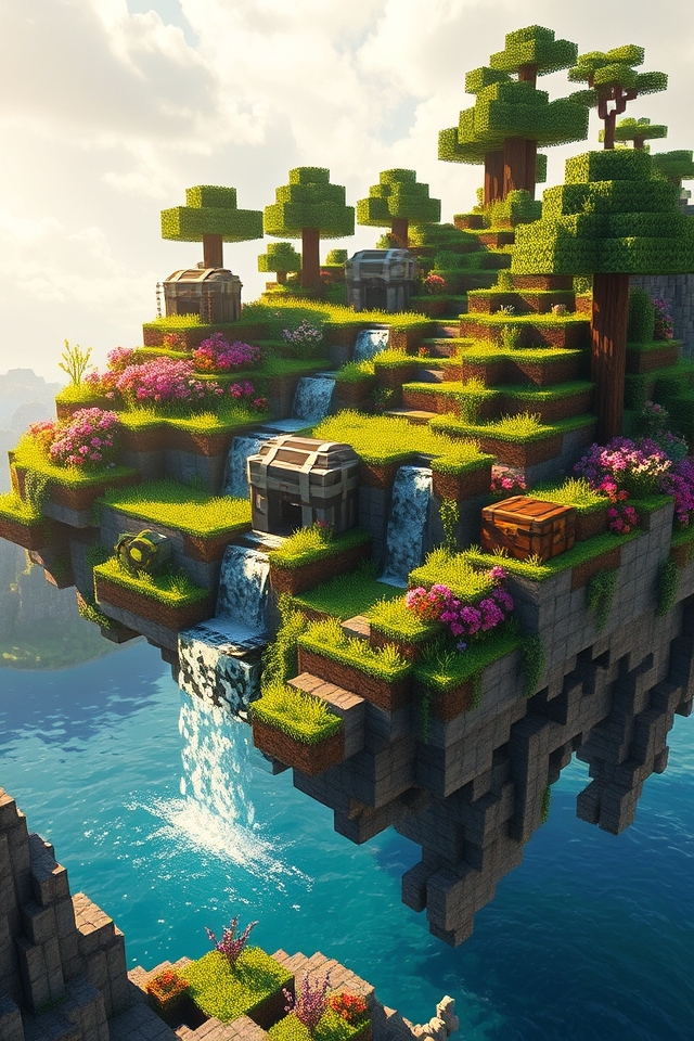 floating island with treasures