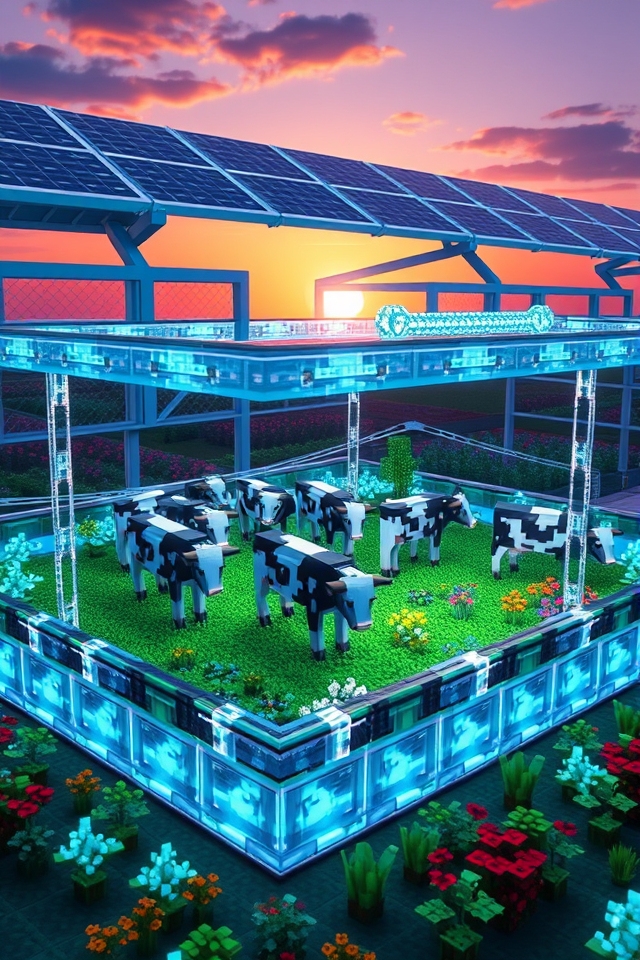 futuristic automated cow enclosure