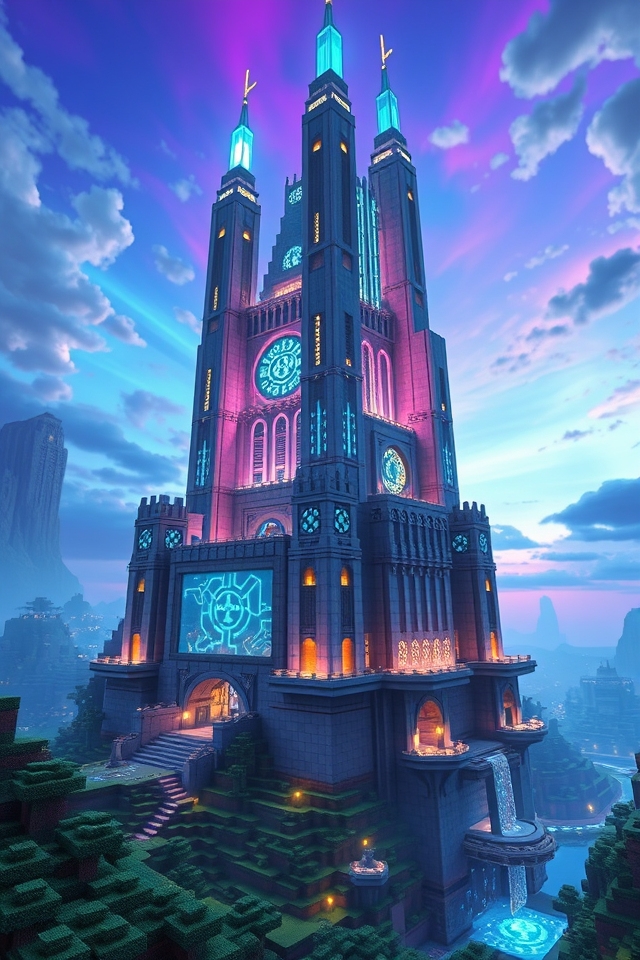 futuristic castle with automation