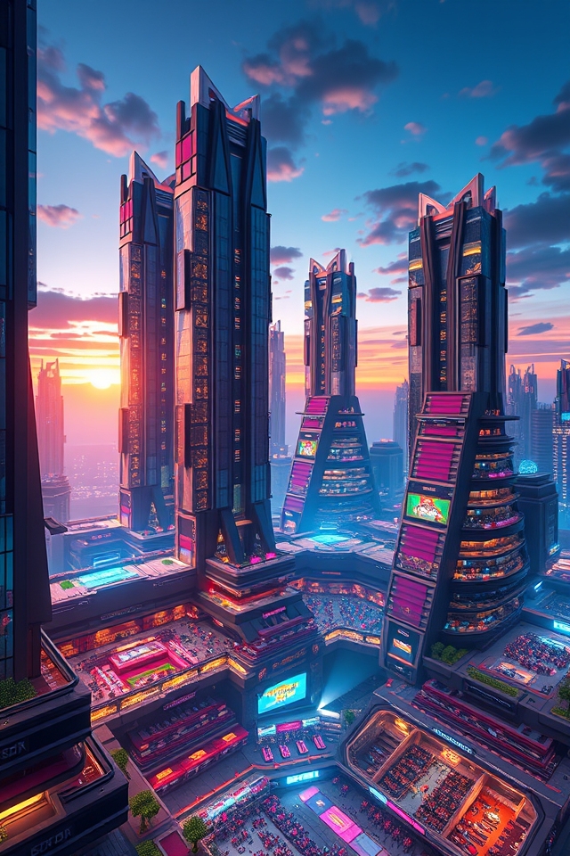 futuristic sci fi technology hub