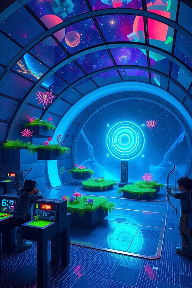 futuristic space station archery