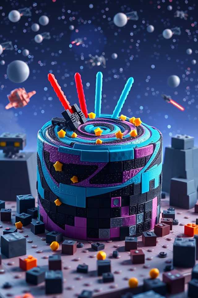 galaxy themed birthday cake