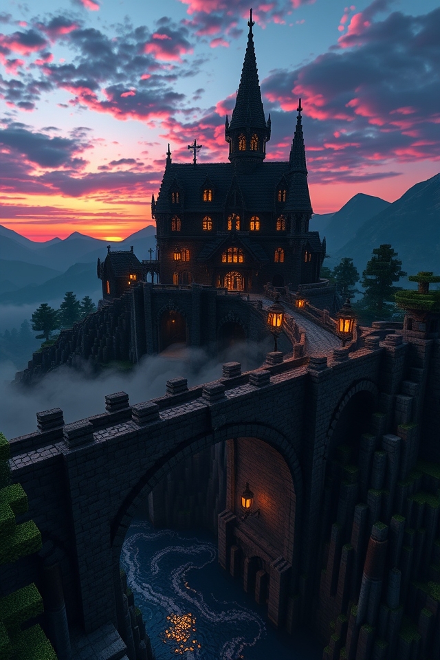 gothic bridge connecting towers