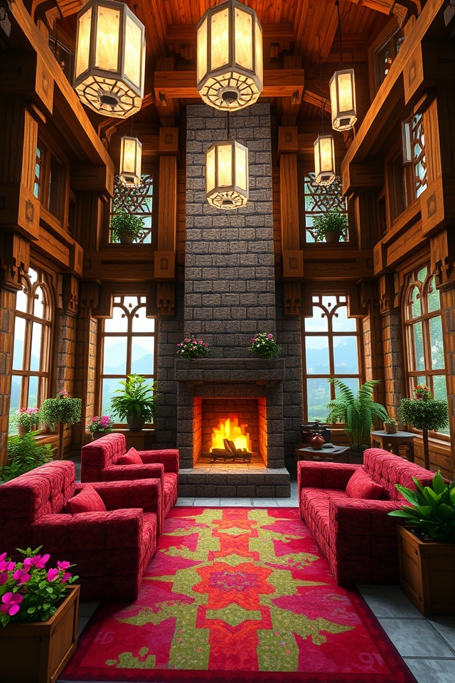 inviting fireplace and furniture