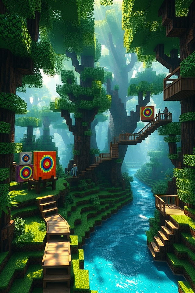 jungle themed archery obstacle course