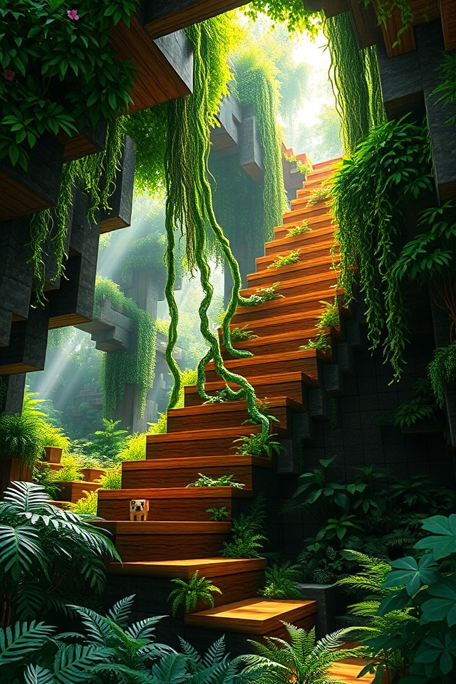 lush jungle vines staircase