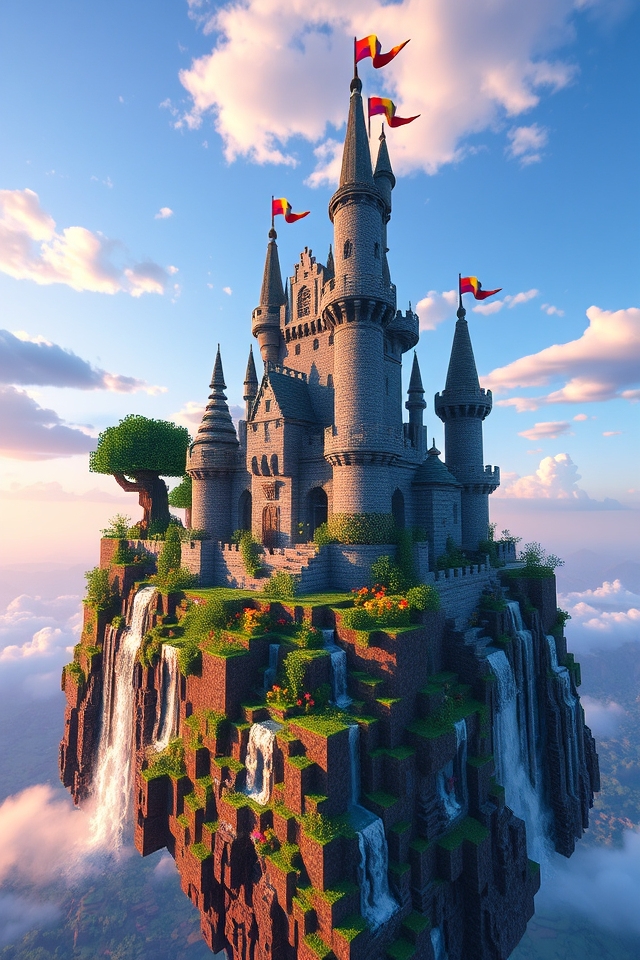 magical floating island castle