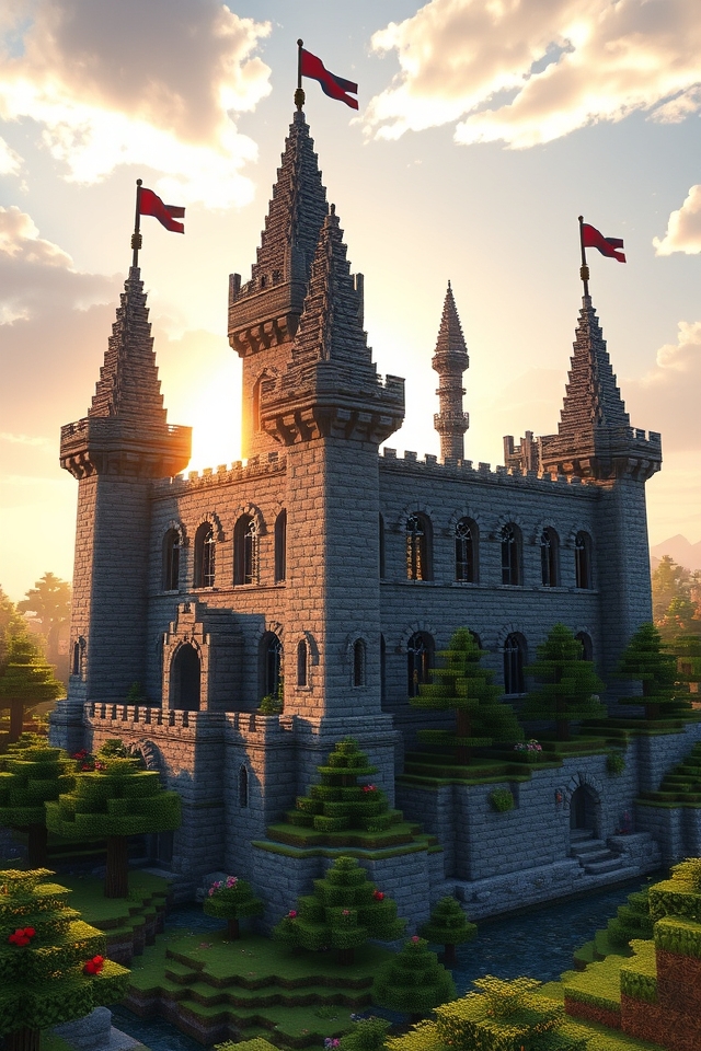 majestic medieval stone castle