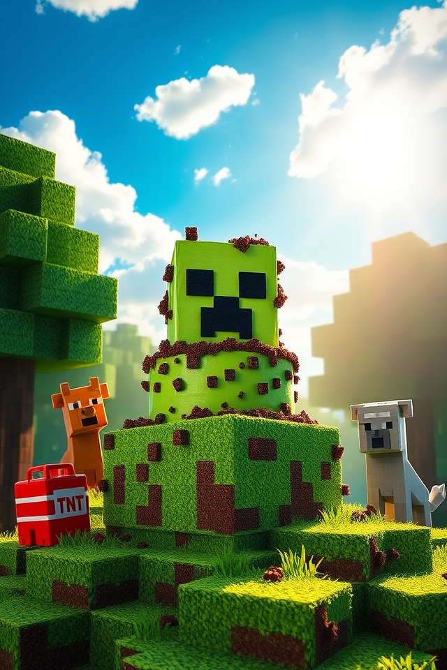minecraft creeper explosion cake